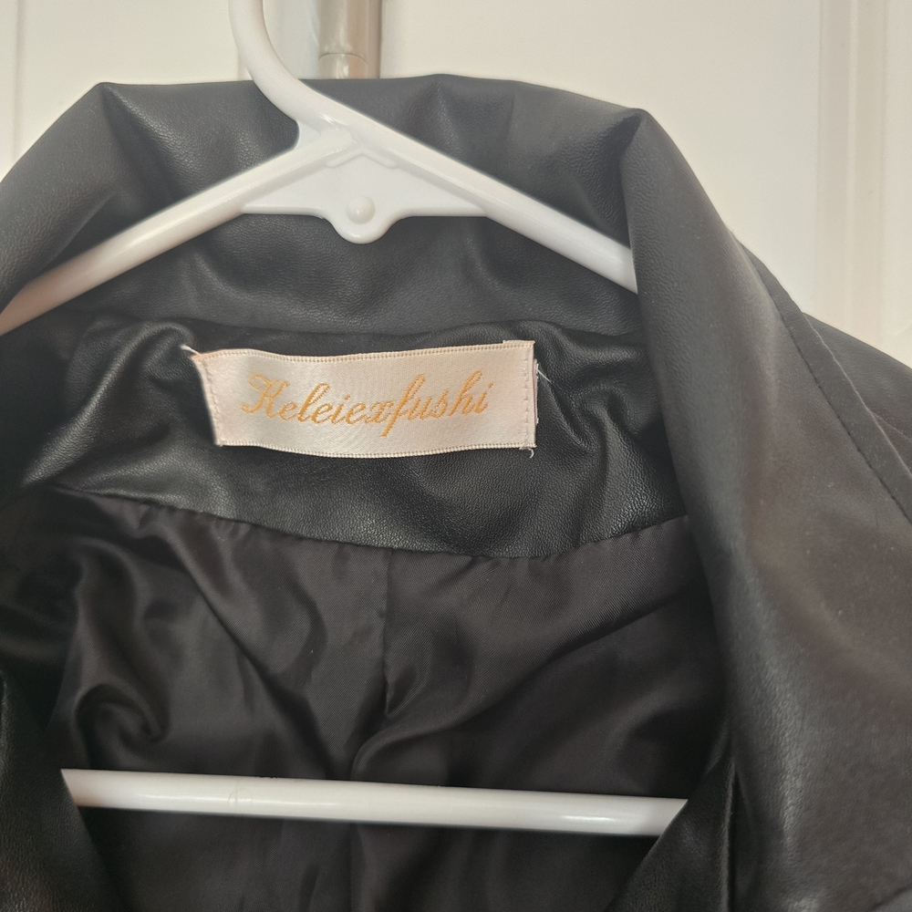 Men's Black Faux Leather Jacket - Picture 4 of 6